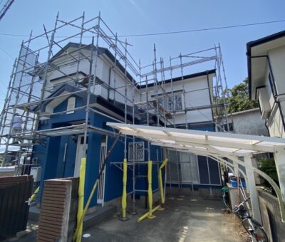 糸島市 住宅塗装足場