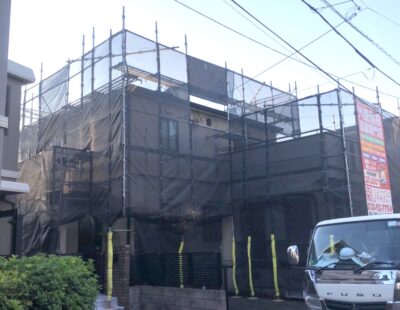 福岡市西区 住宅塗装足場