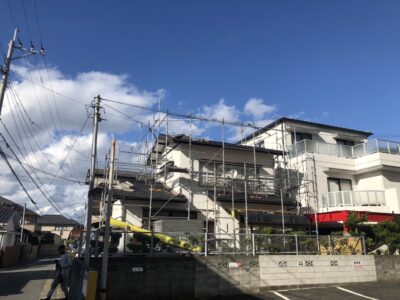 福岡市早良区　住宅塗装足場