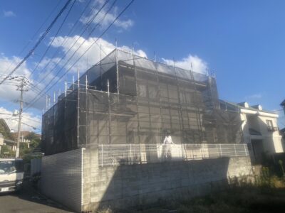 福岡市東区 住宅塗装足場