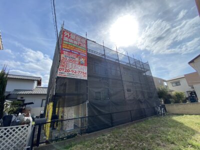 福岡市西区 住宅塗装足場